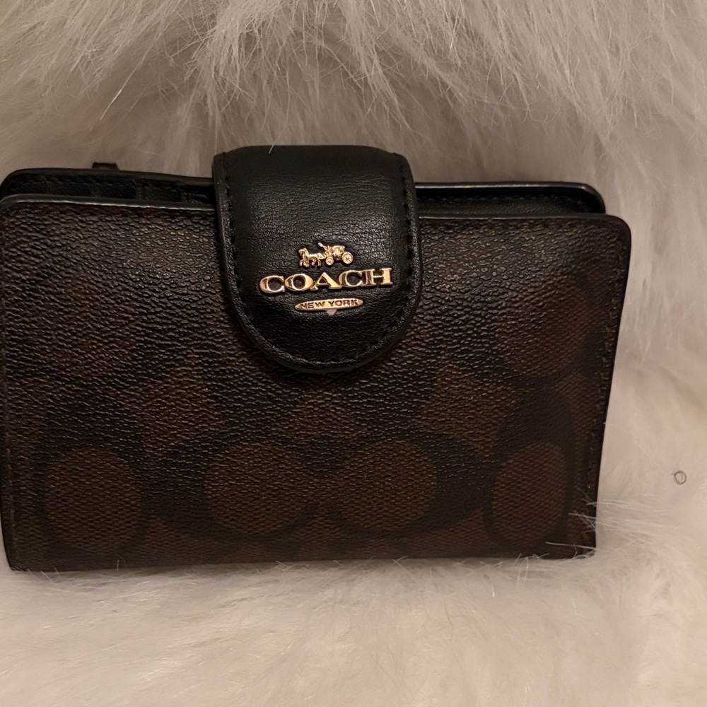 Coach Black and Brown Signature Wallet